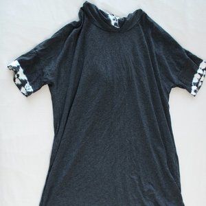 Cable and Gauge Sweater T Shirt Dress Grey/Gray and White Tie Die with Hoodie